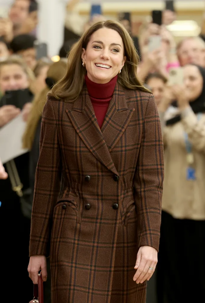 Catherine, Princess of Wales, smiling while visiting The Royal Marsden Hospital.