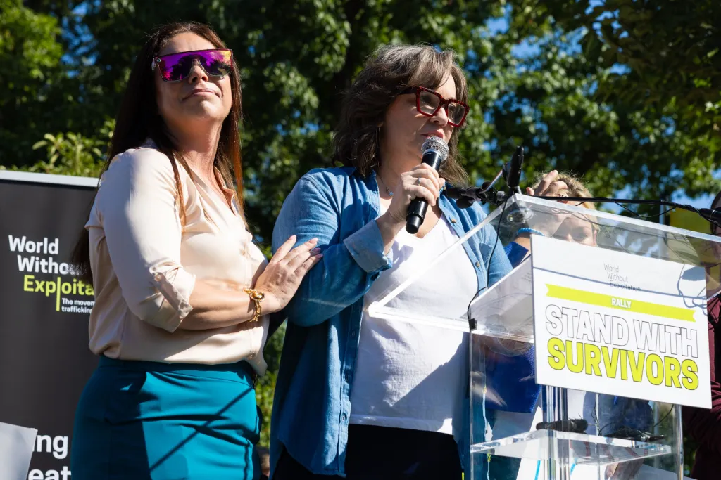 Jess Michaels speaks at a rally on Capitol Hill.