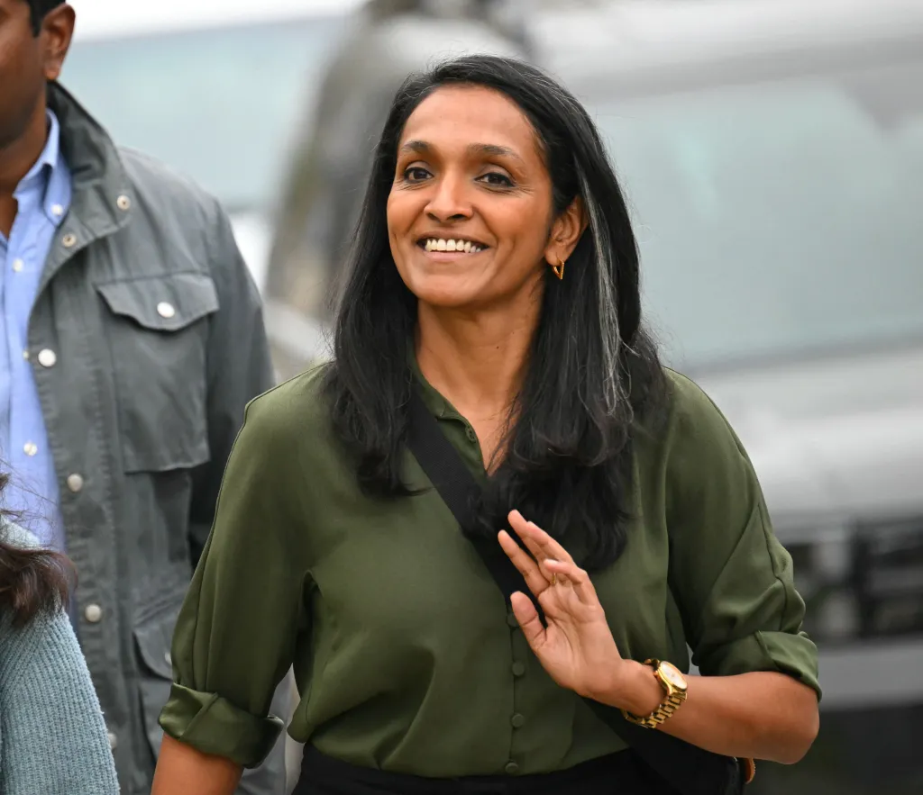 Los Angeles Councilmember Nithya Raman speaking to the media after voting.