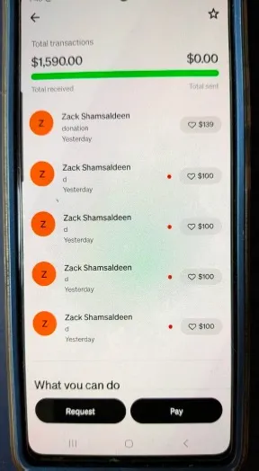 A mobile phone screen displays a cryptocurrency transaction history with 