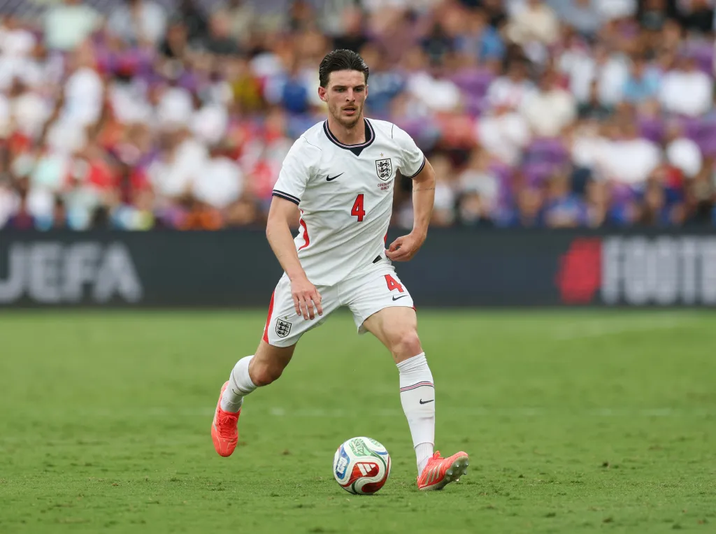 England's Declan Rice in action during an international friendly against Costa Rica.