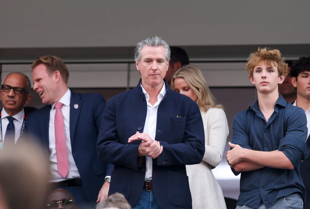 California Governor Gavin Newsom attending the FIFA World Cup 2026 Group D match.