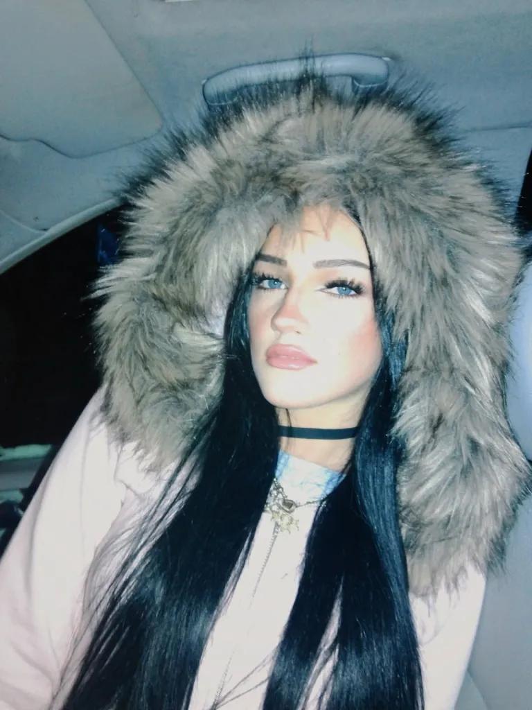 Marly Kinney wearing a fur-lined hood.