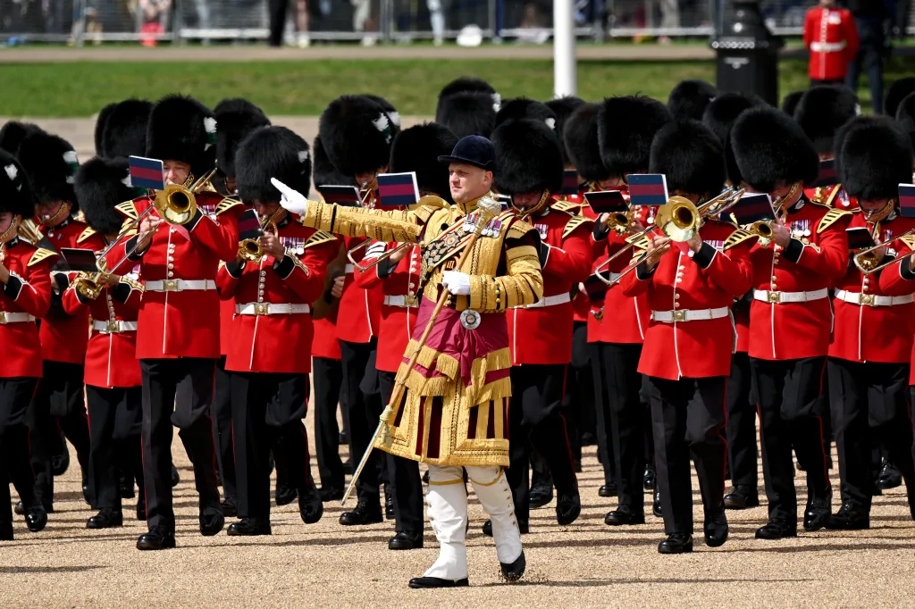 Musicians from the Massed Bands of the Household Division parade during Trooping The Colour.