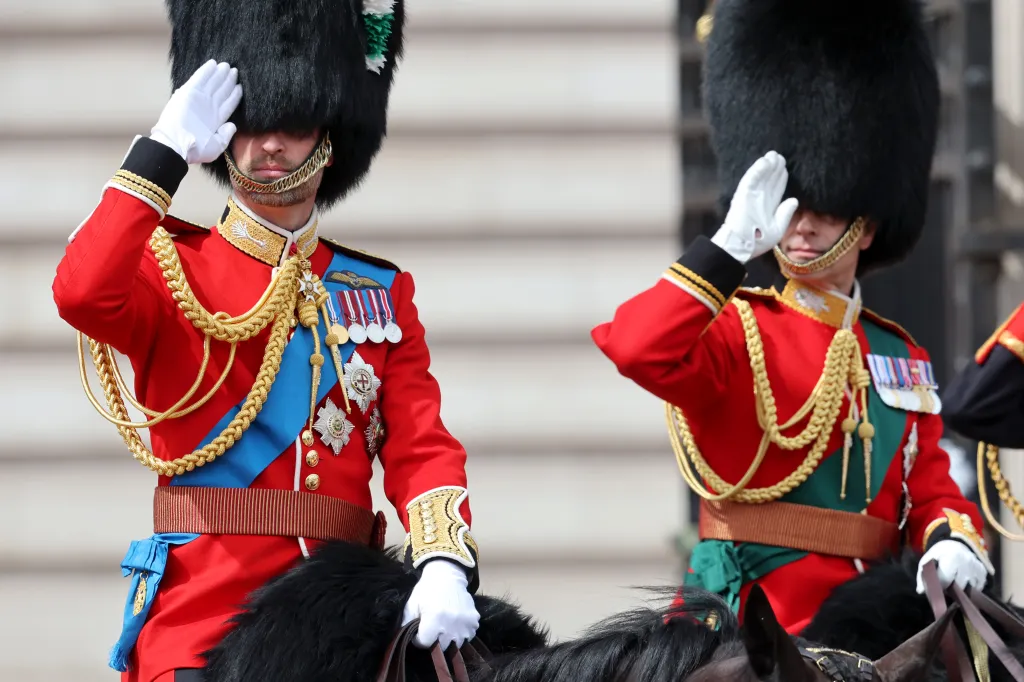 Prince William and Prince Edward in military uniform during Trooping the Colour.