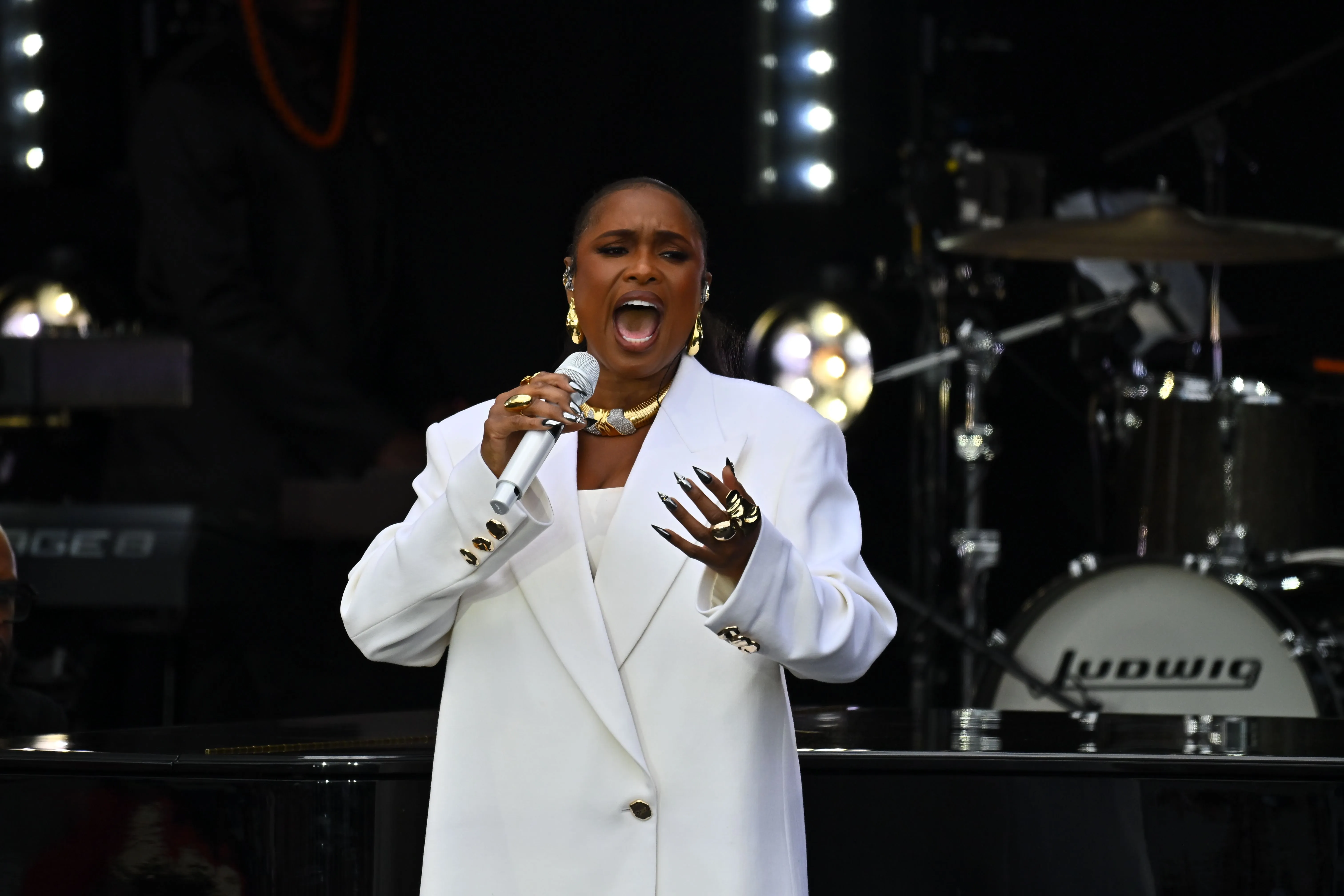 Jennifer Hudson performs during the opening ceremony at the Obama Presidential Center in Chicago, Illinois.
