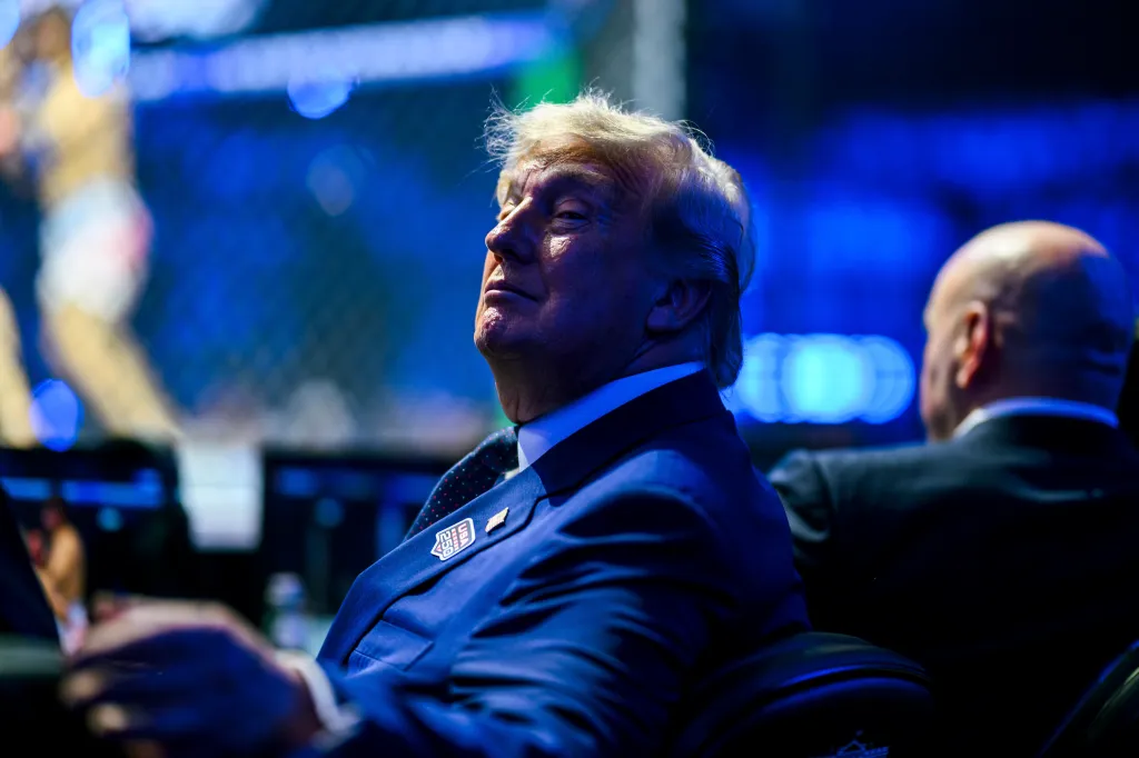 Donald Trump watching the UFC Freedom 250 MMA fight at the White House.
