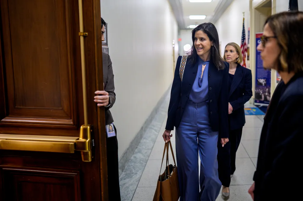 Jeffrey Epstein's former assistant Sarah Kellen arrives for an interview with the House Oversight Committee.