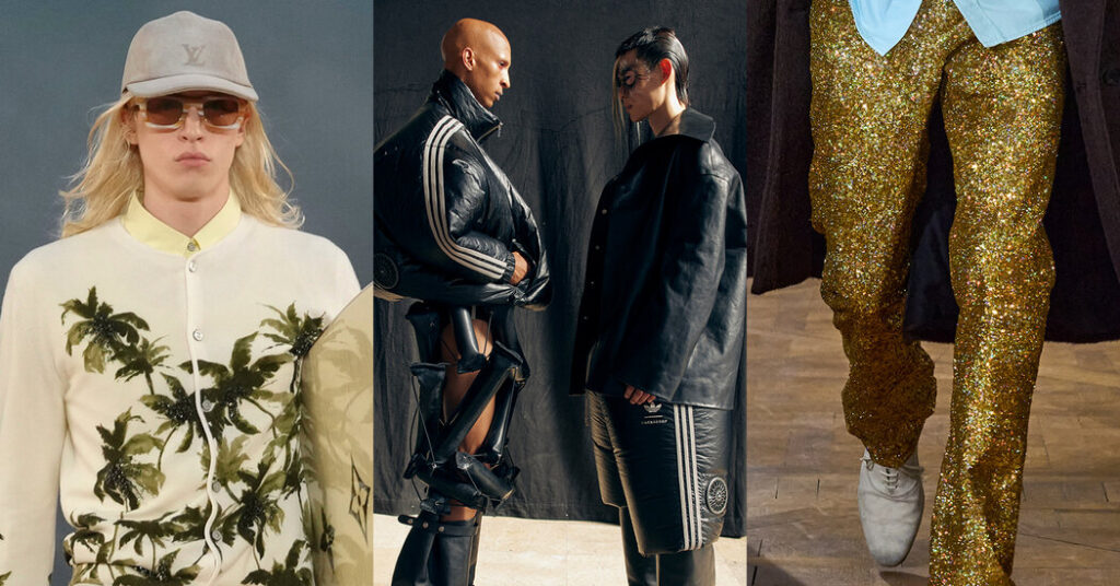 Trending in Paris for Men: Glitter Pants and Inflatable Suits