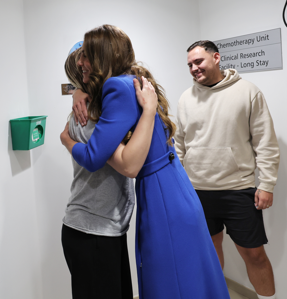 The Princess of Wales hugging Claire Lorente at the Christie NHS Foundation Trust.