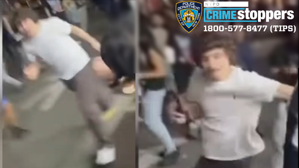 The NYPD are looking for a person who had been wearing a white shirt during the fight.