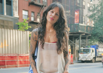 Commuting in a Sheer Top and Toe Shoes