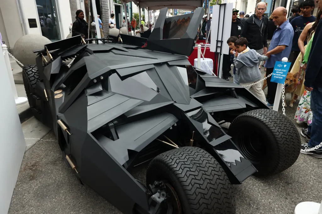 The Tumbler Batmobile from Christopher Nolan's Batman film trilogy at the 31st Annual Rodeo Drive Concours d’Elegance.