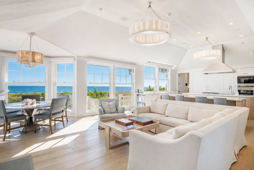The beachy spread comes fully furnished.