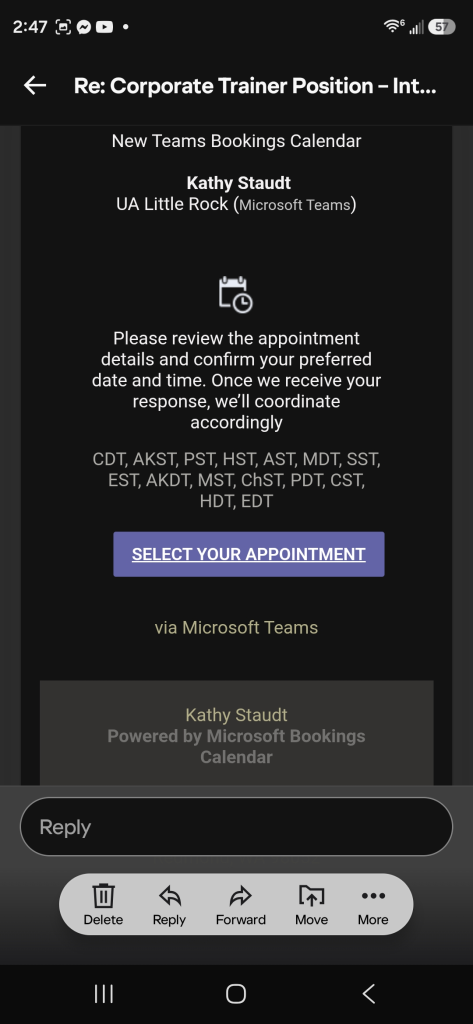 screenshot shows an invitation to a teams meeting