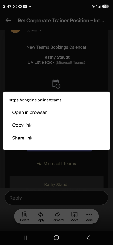 screenshot shows a fake teams link