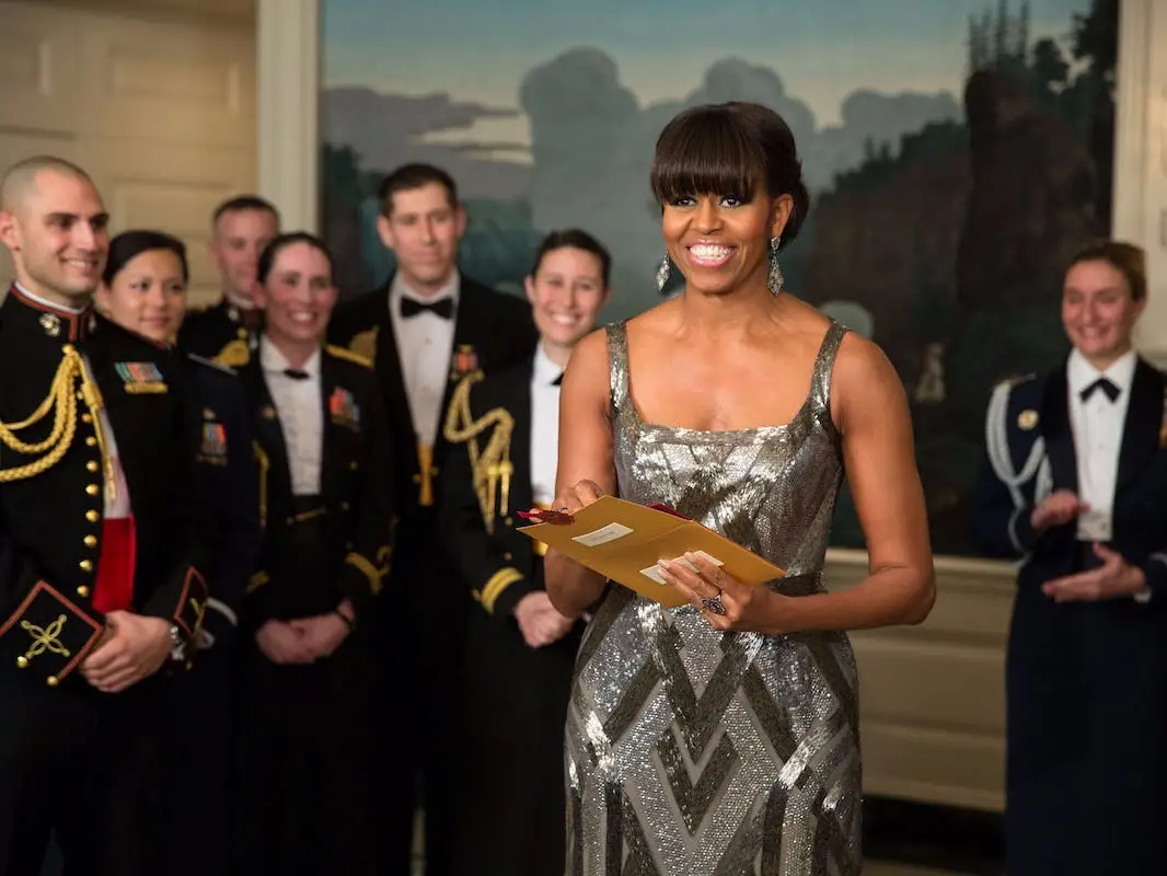 Michelle Obama presents at the Oscars.