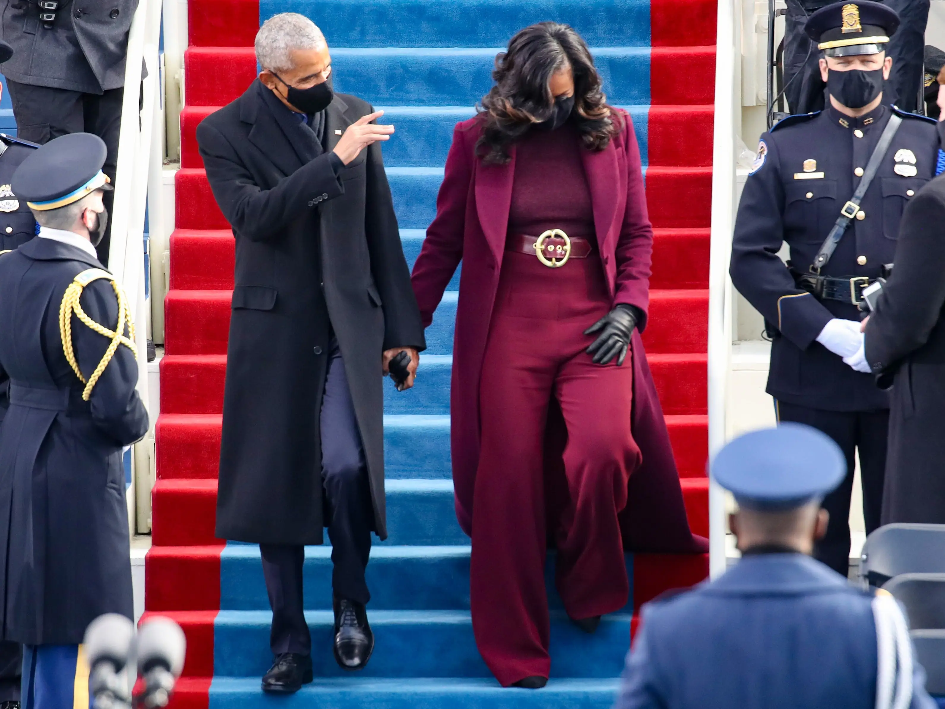 Barack and Michelle Obama at the inauguration in 2021.