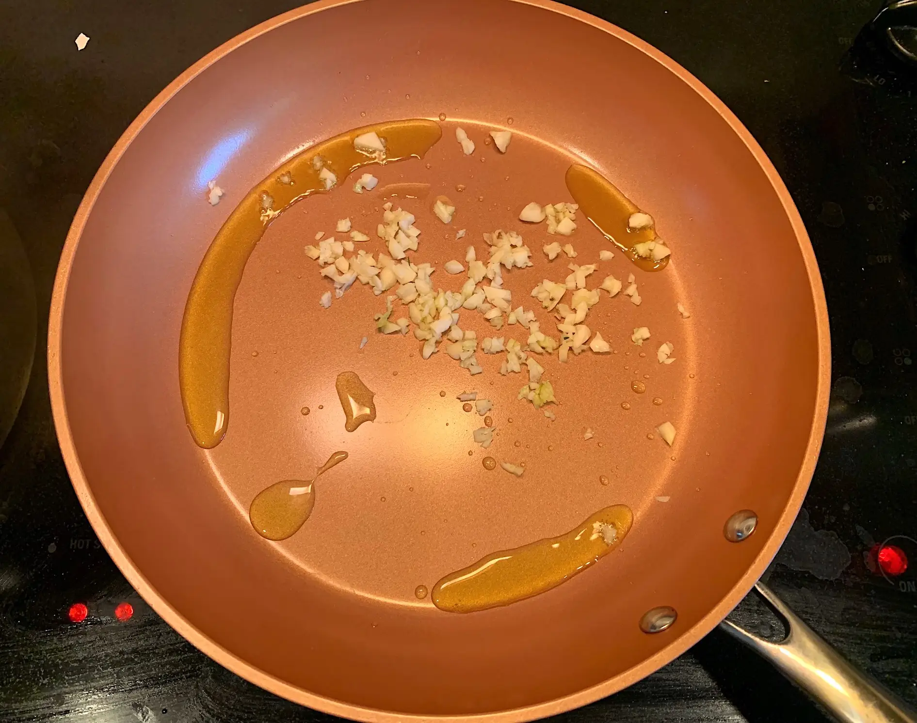 Garlic in the saute pan