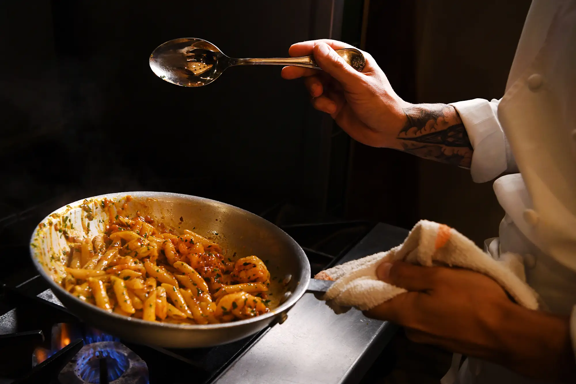 Mario Carbone's penne with spicy shrimp