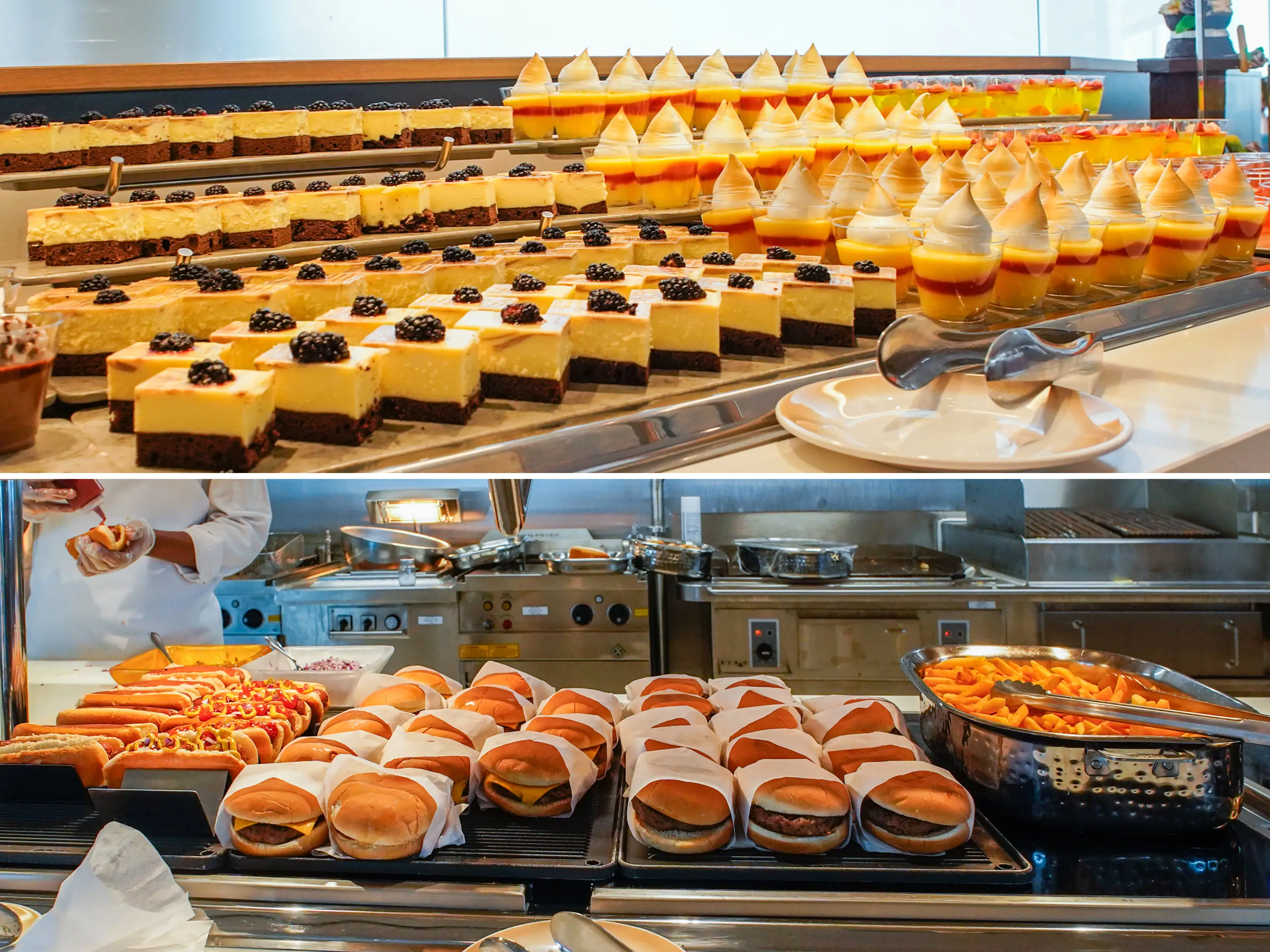A composite image of buffet selections.