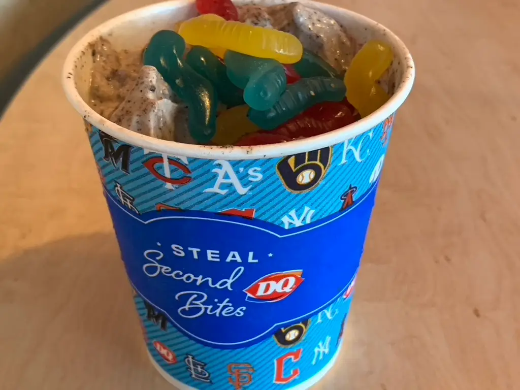 Oreo Dirt Pie Blizzard with gummy worms