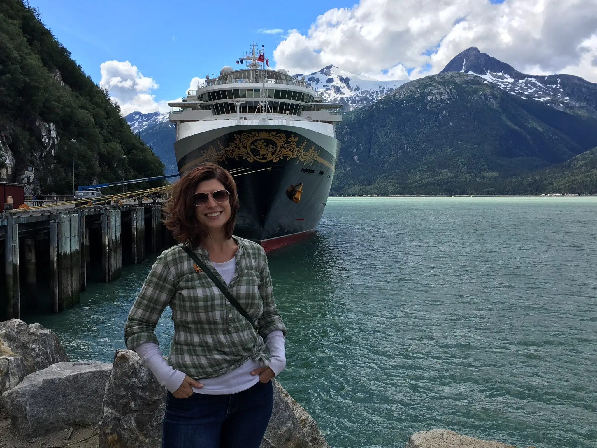 Amanda Adler in front of cruise ship