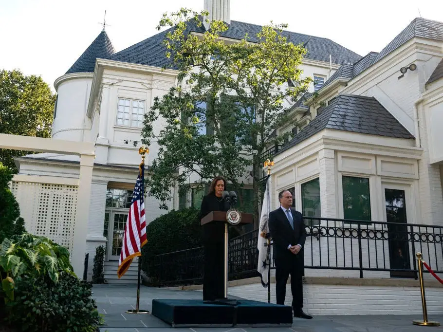 Kamala Harris and Doug Emhoff plant a tree at the vice president's residence.