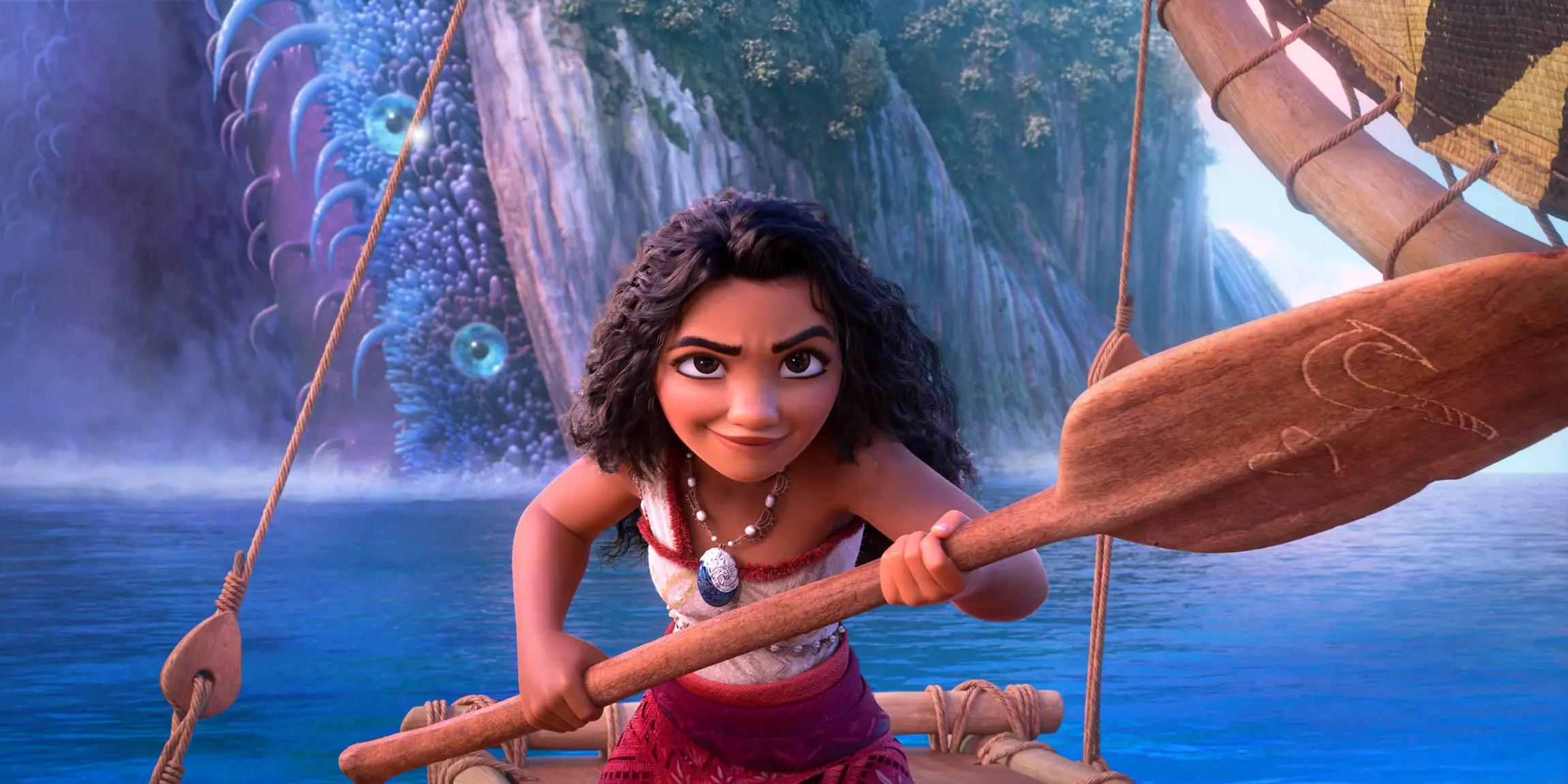 Moana holding an oar