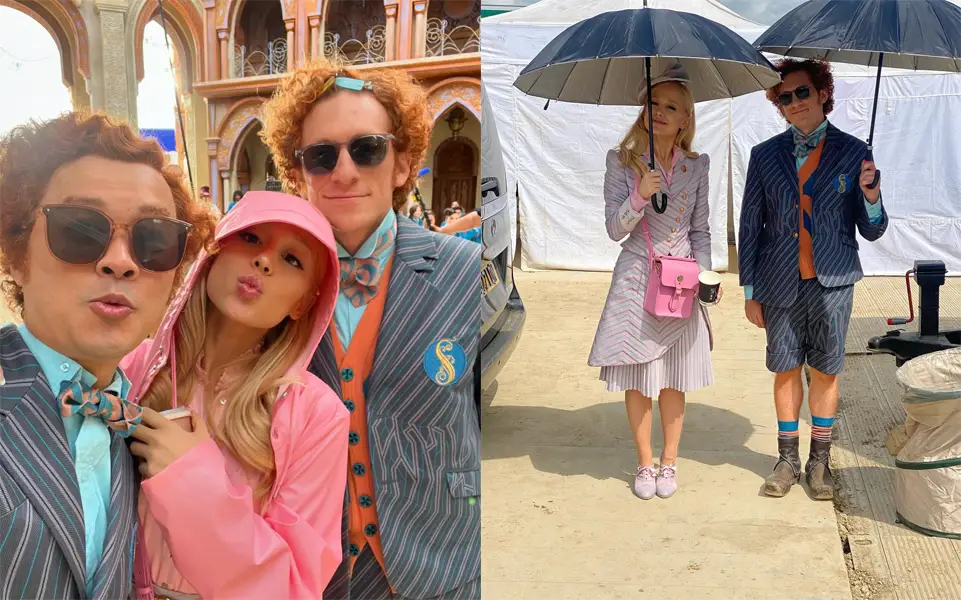 ariana grande and ethan slater on the set of wicked Instagram photos