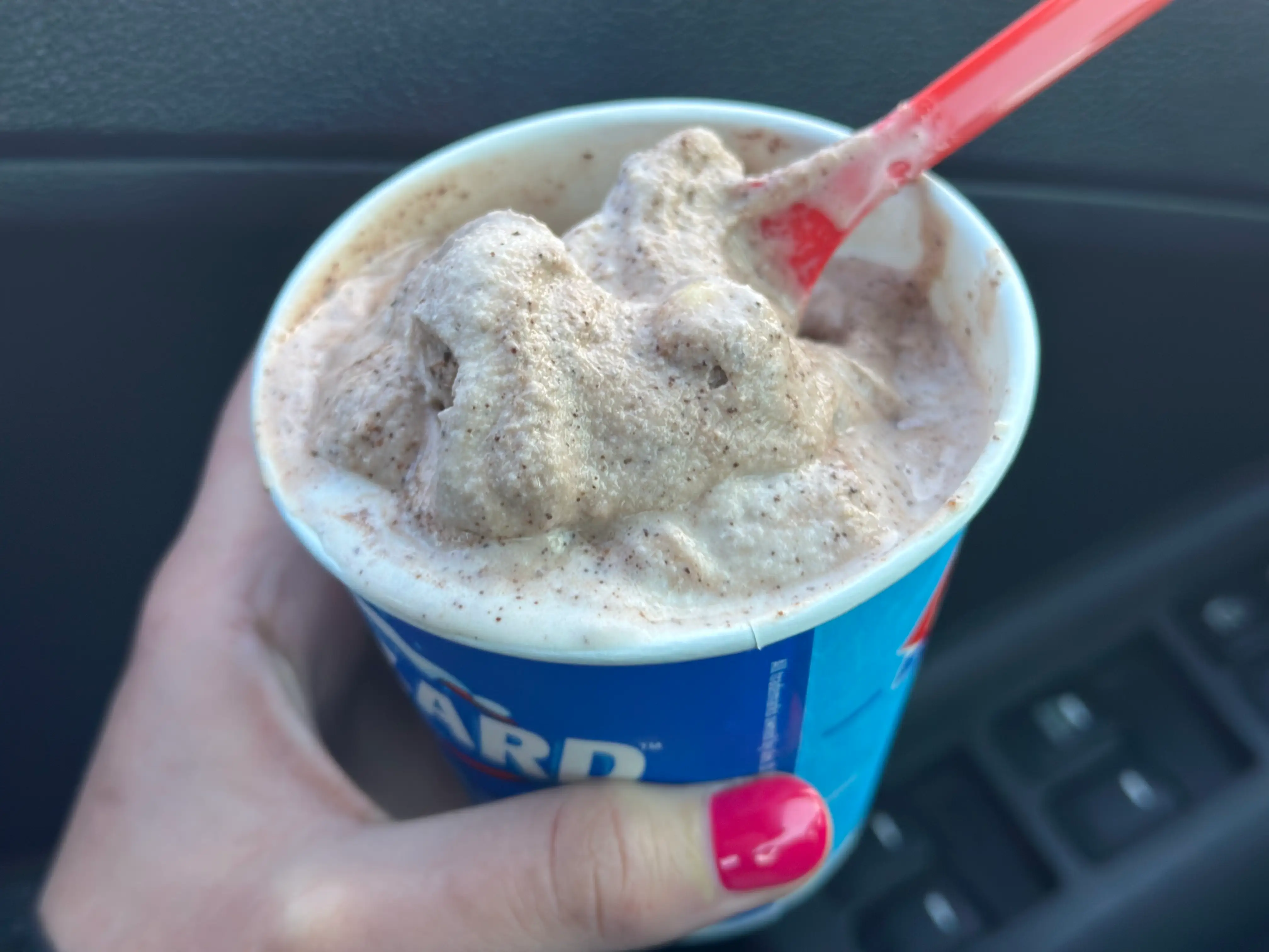 Beige DQ Blizzard with chocolate flecks - Mixing Bowl Mashup Blizzard