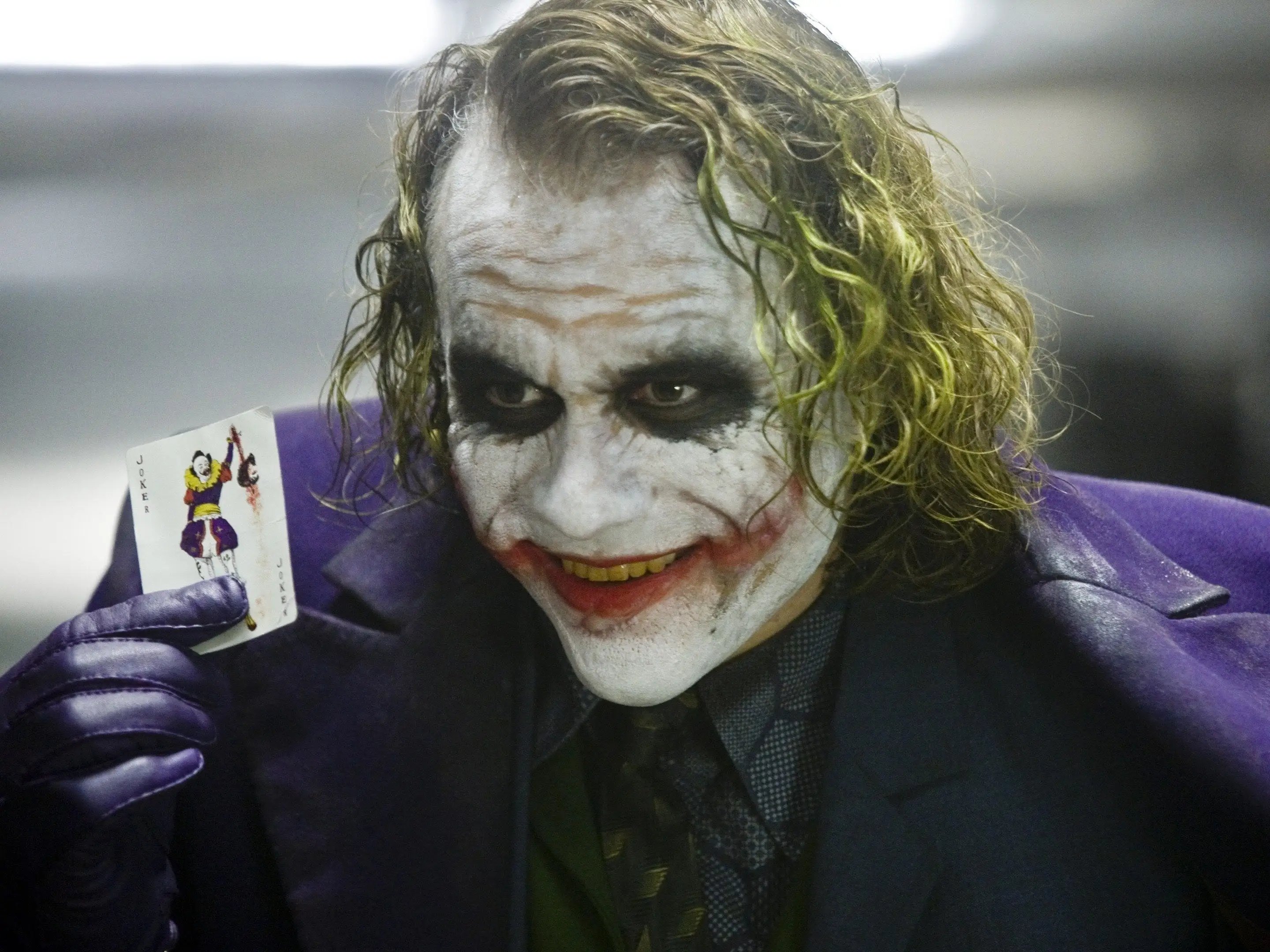 heath ledger as the joker in the dark knight
