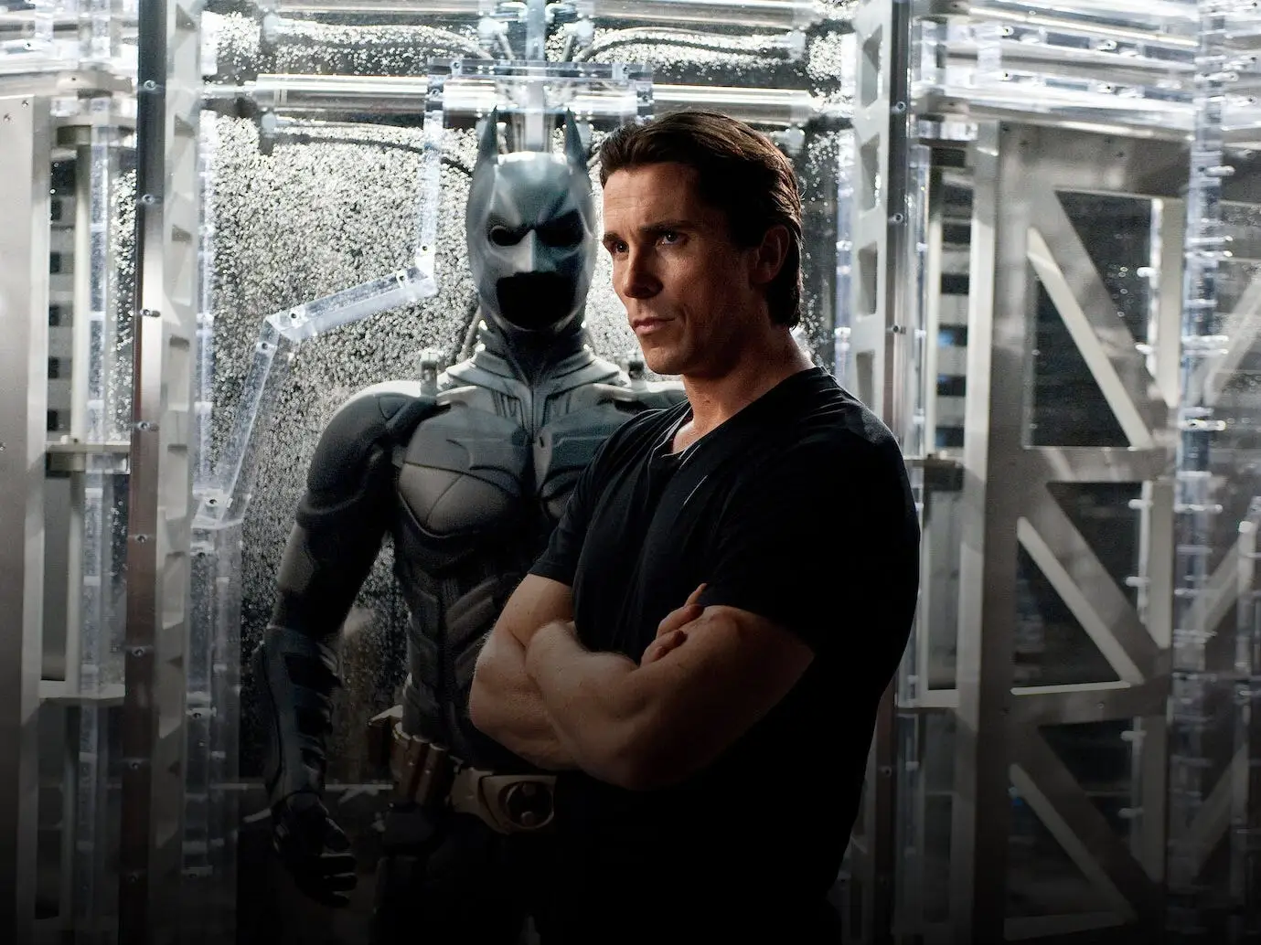 christian bale as bruce wayne in the dark knight rises