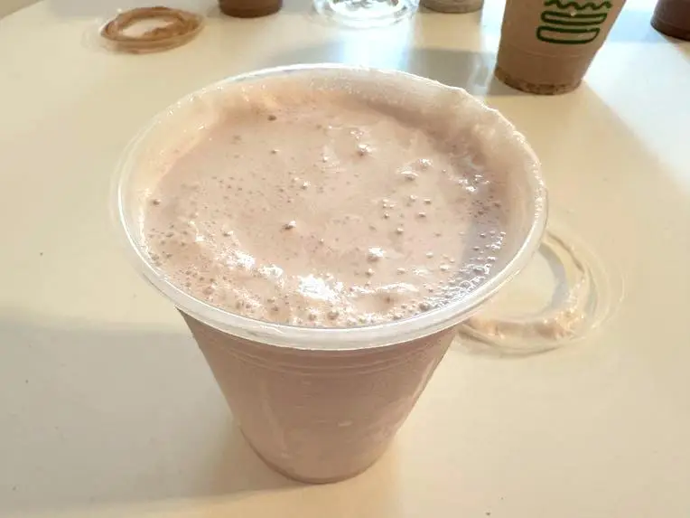 Inside the strawberry shake.