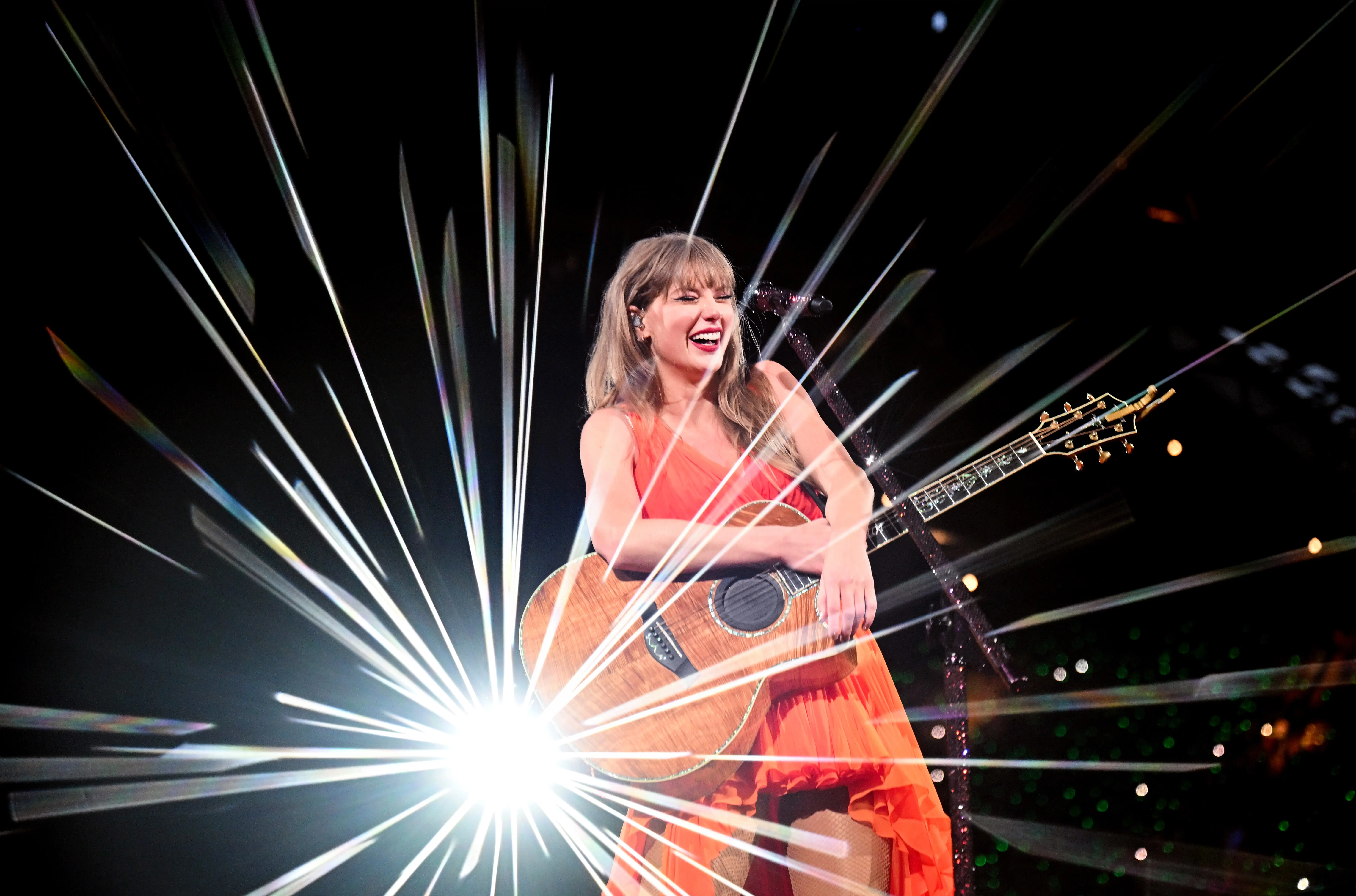 Taylor Swift onstage at the Eras Tour.