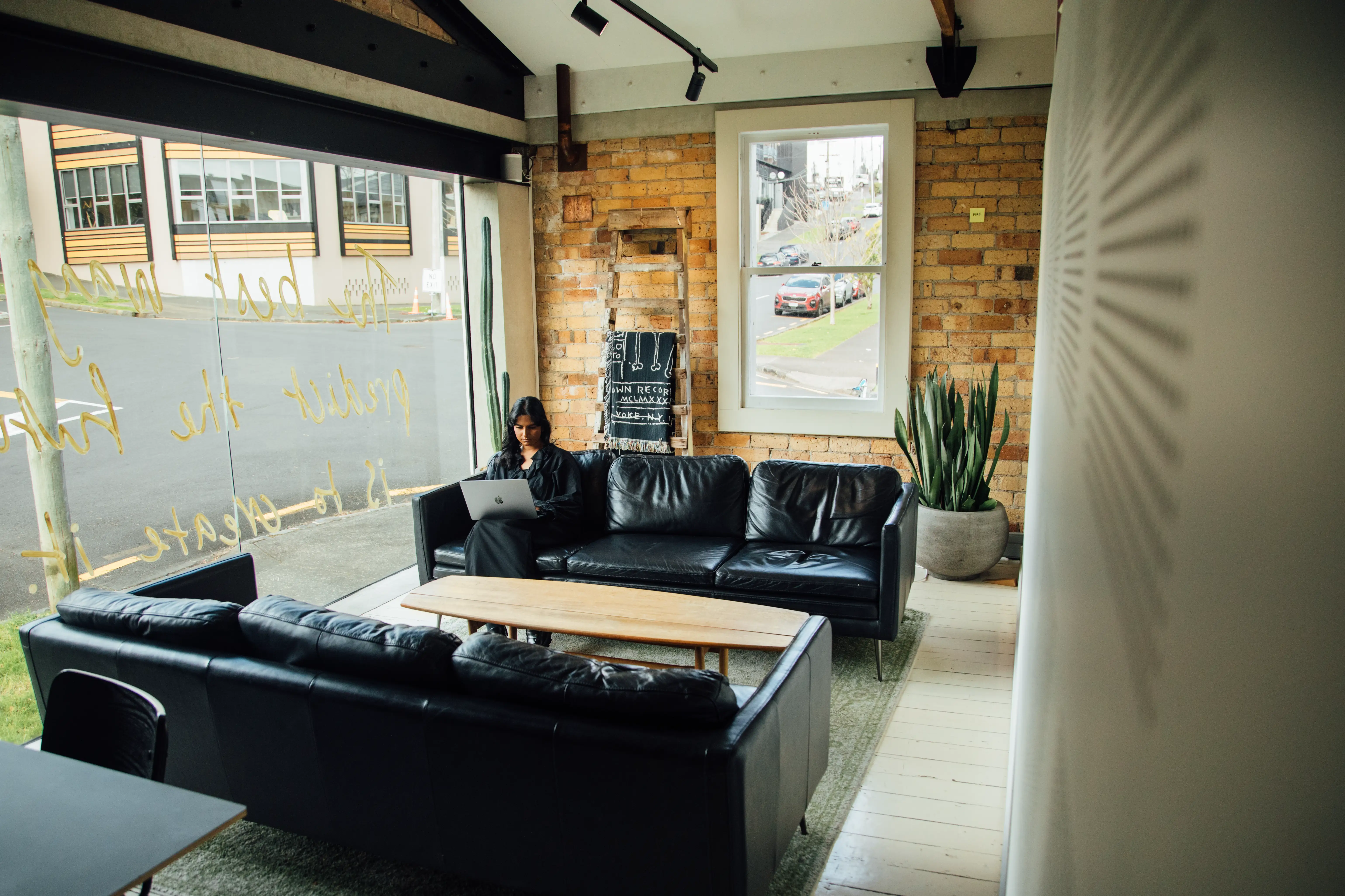 Sitting area at Previously Unavailable's office space.