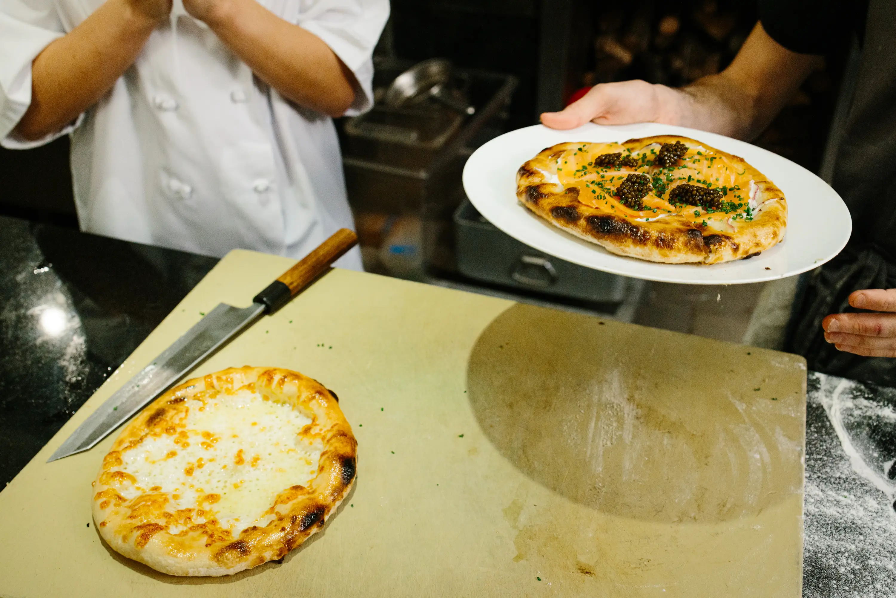 Smoked salmon pizza
