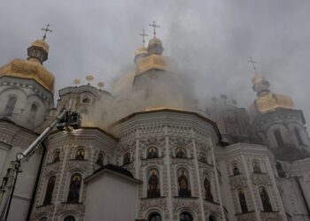 Russian attack kills at least five and damages historic monastery in Kyiv