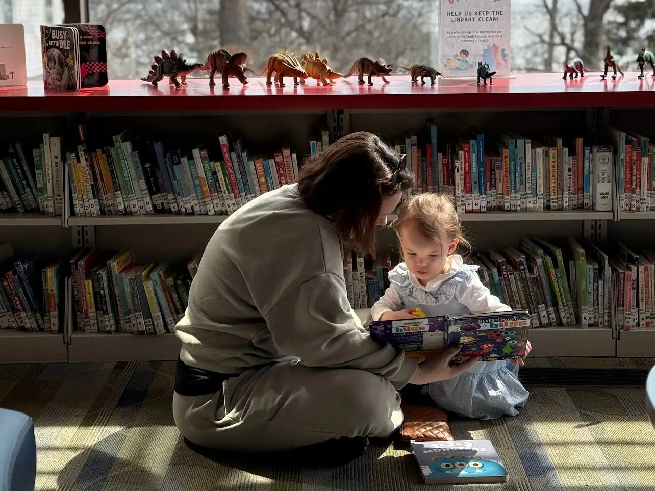 Mom and child at library