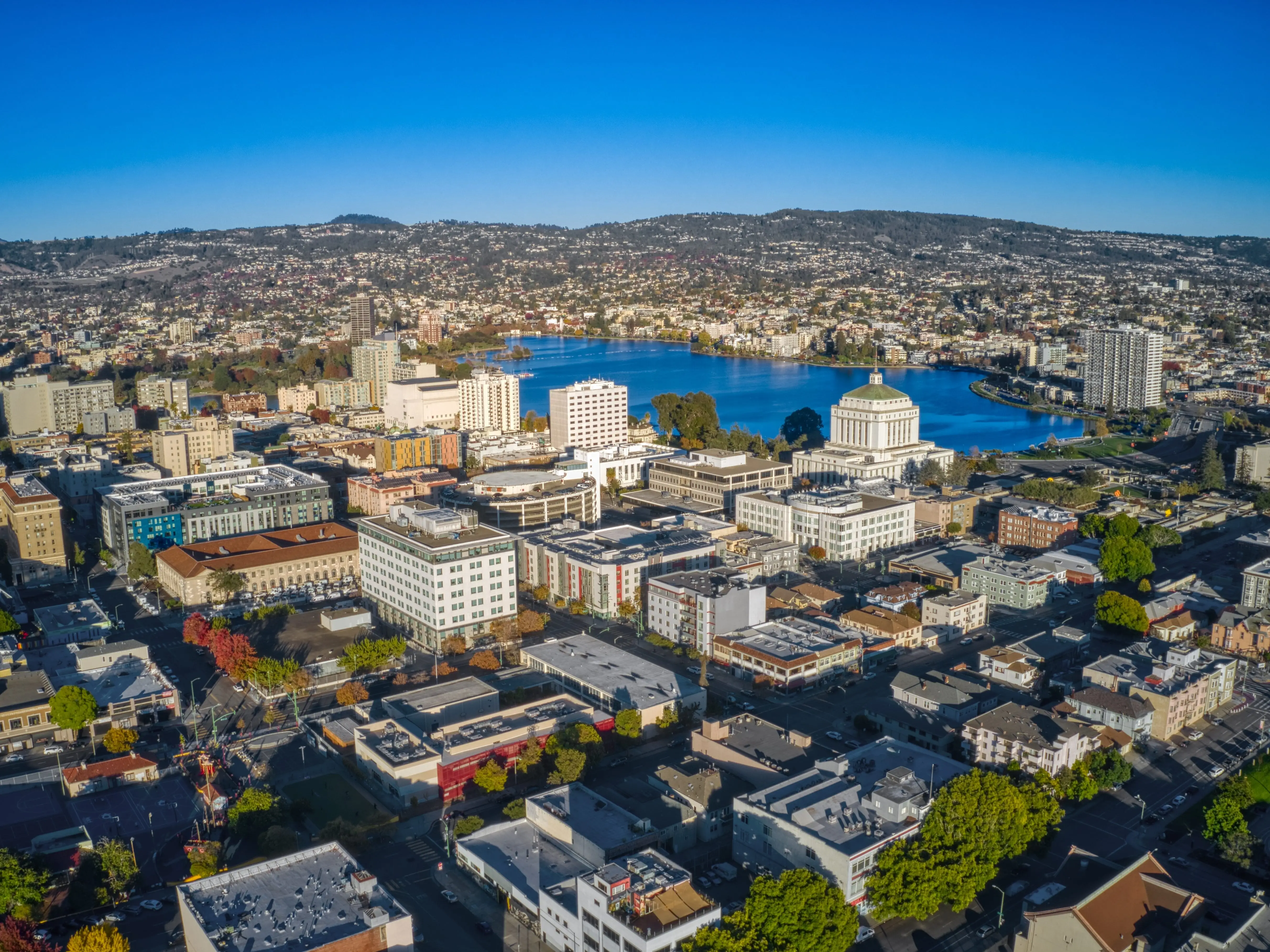 Aerial View of Downtown Oakland, California during Autumn