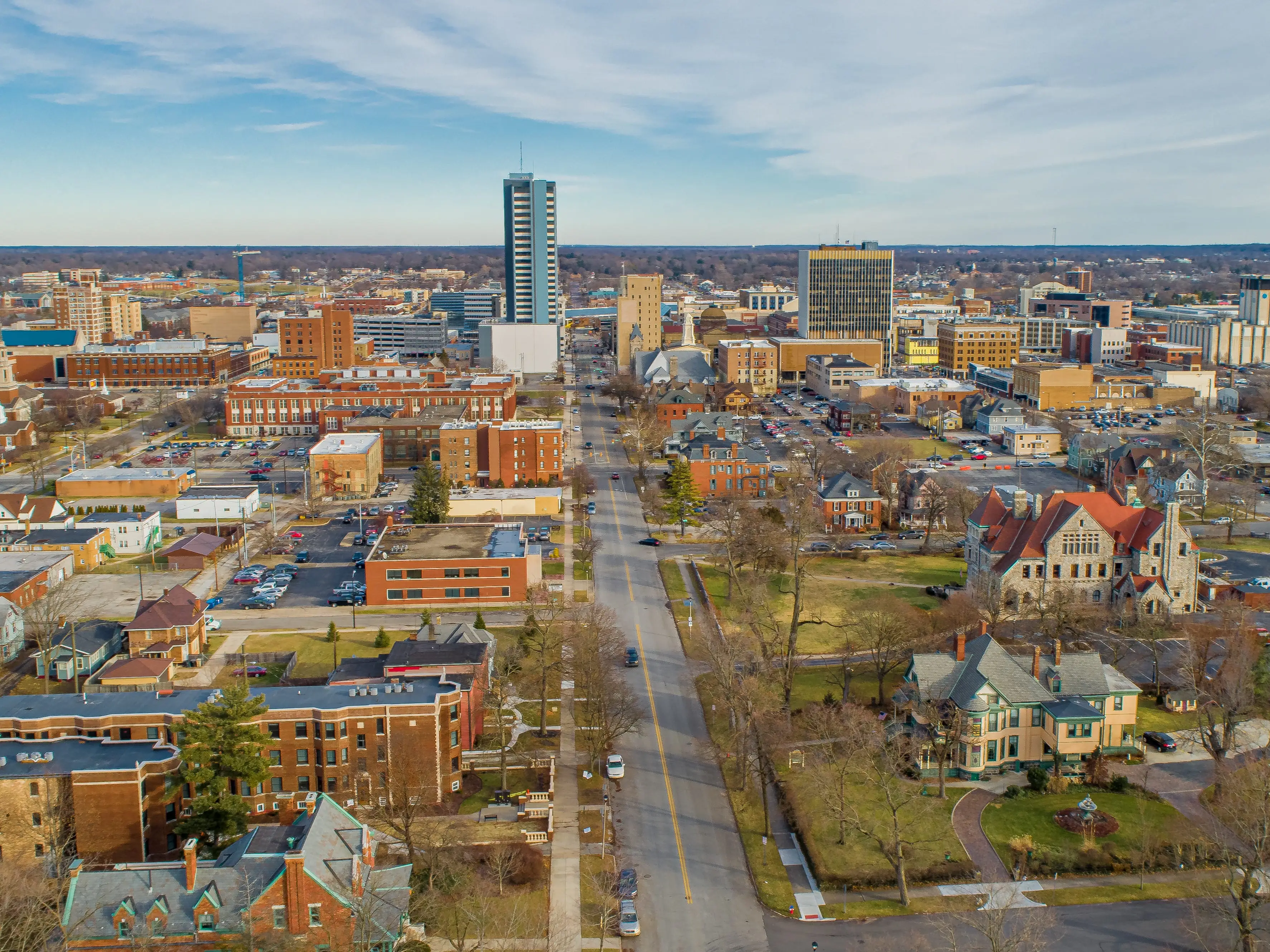 South Bend Indiana Aerial View Looking East.