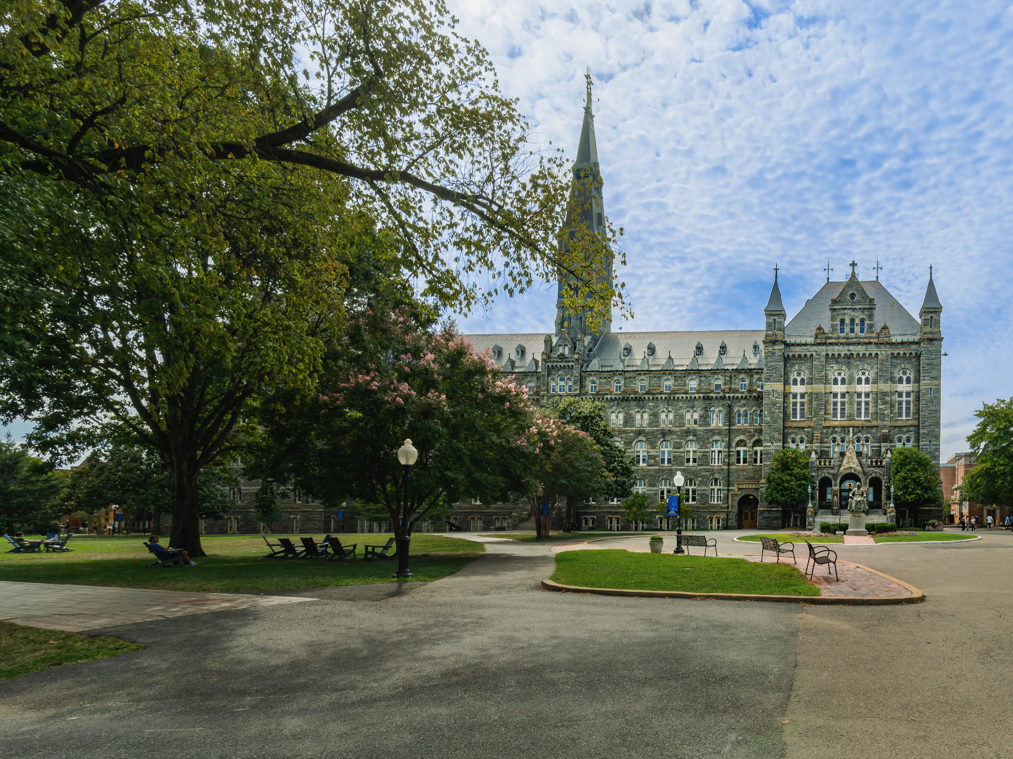 View of Georgetown University's campus featuring Healy Hall,