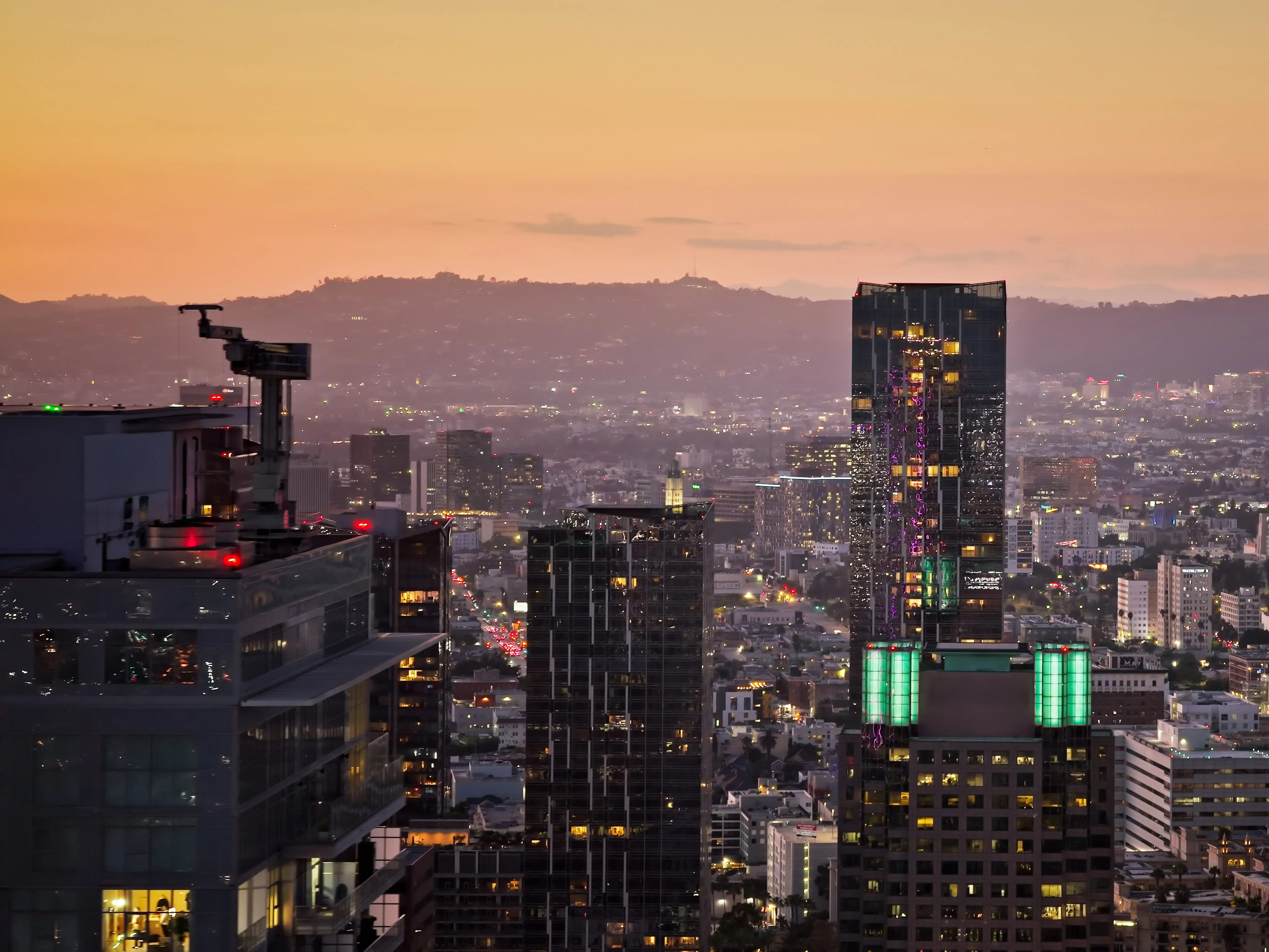 Los Angeles skyline at dusk