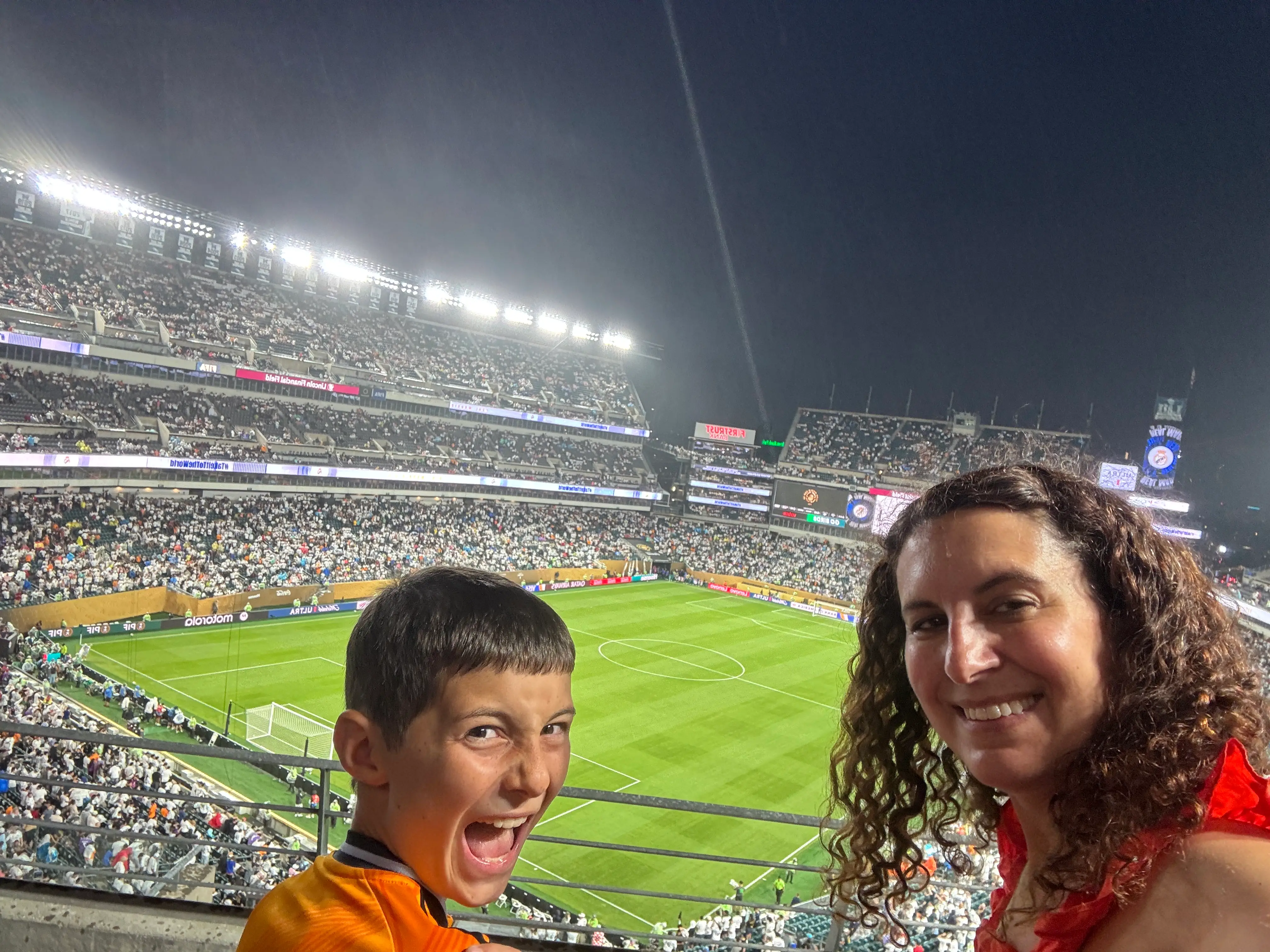 The author with her son at a soccer game.