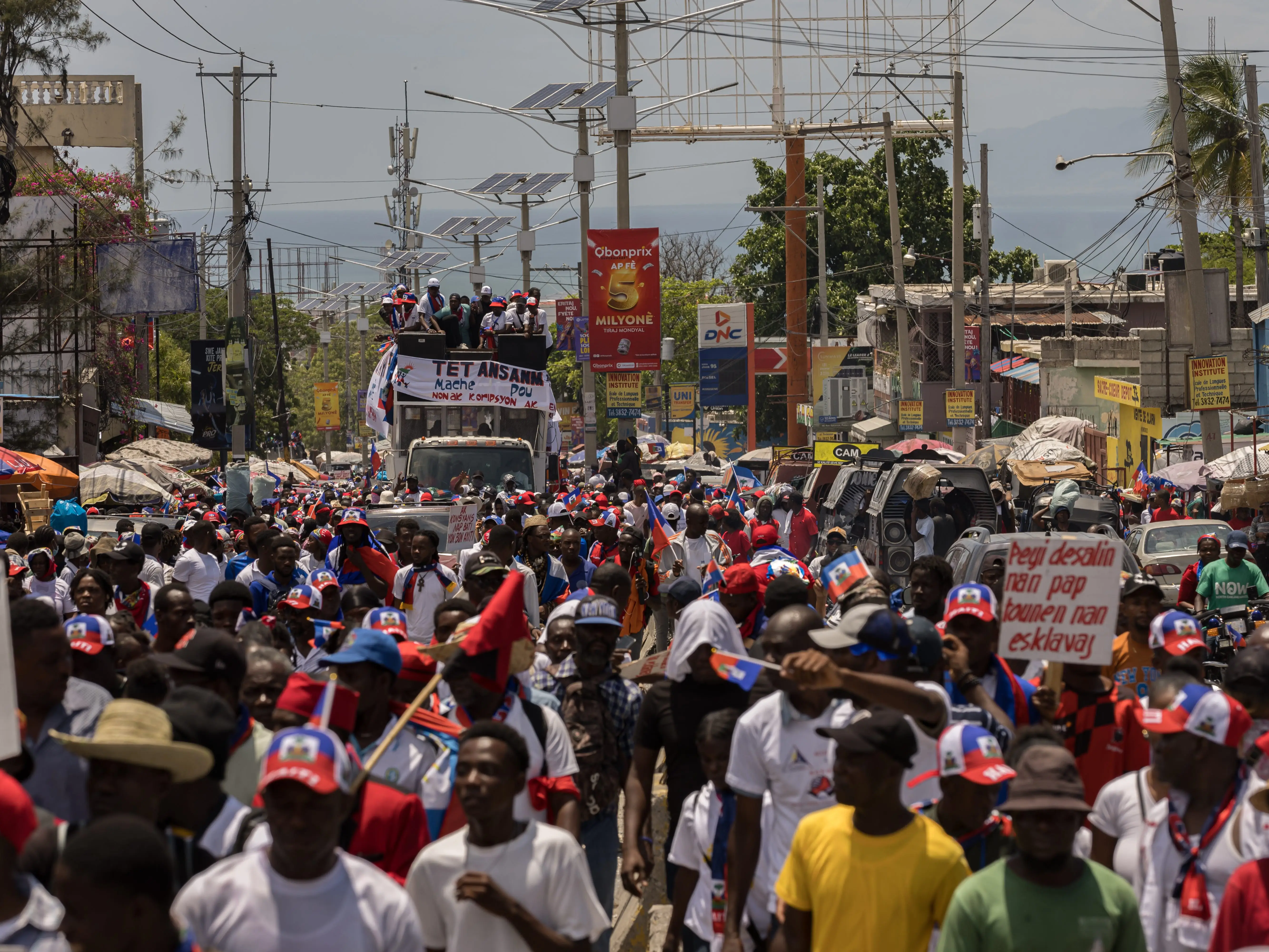 A crowd of people in Port-au-Prince, Haiti.