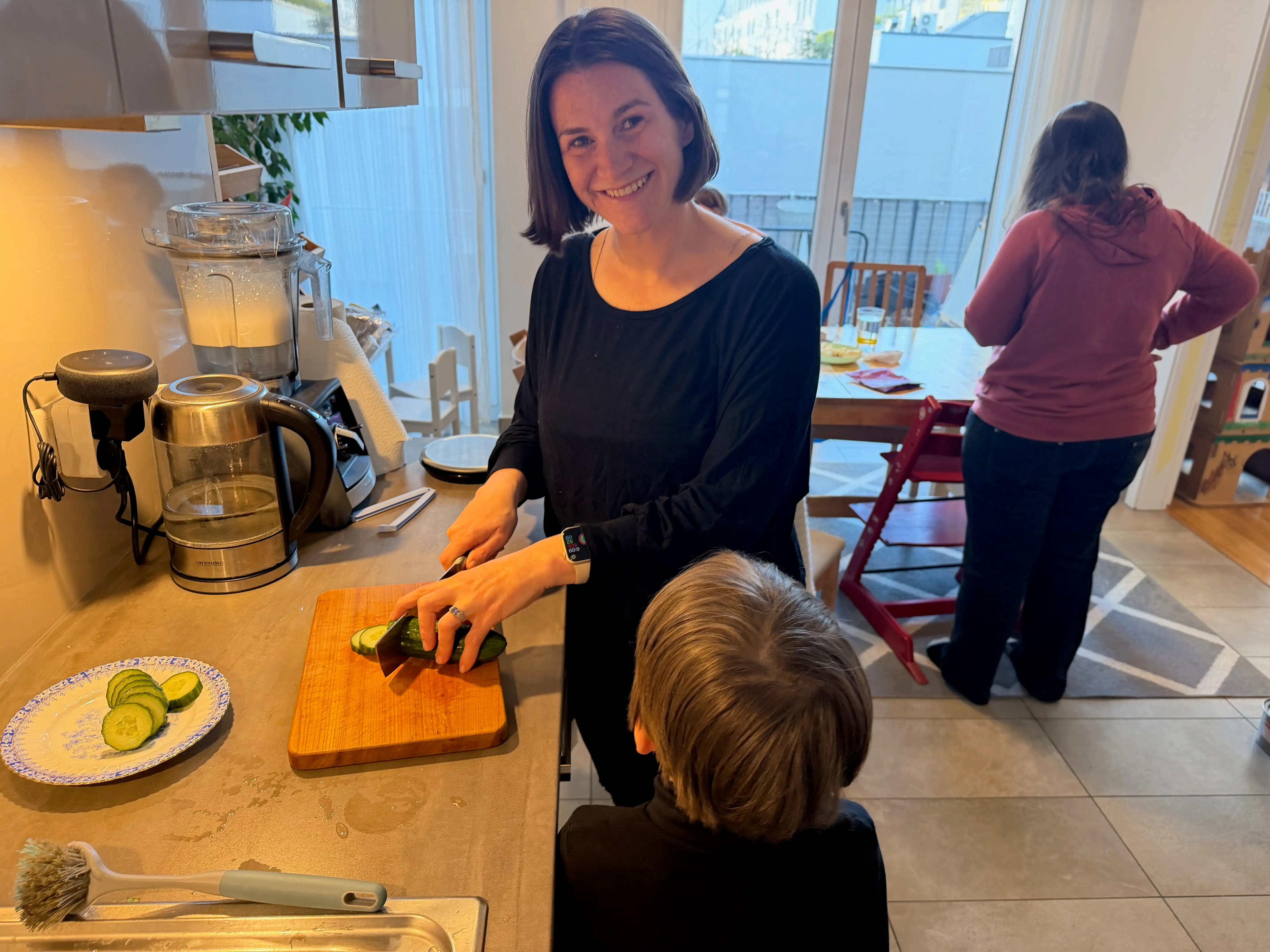 Mom chopping veggies