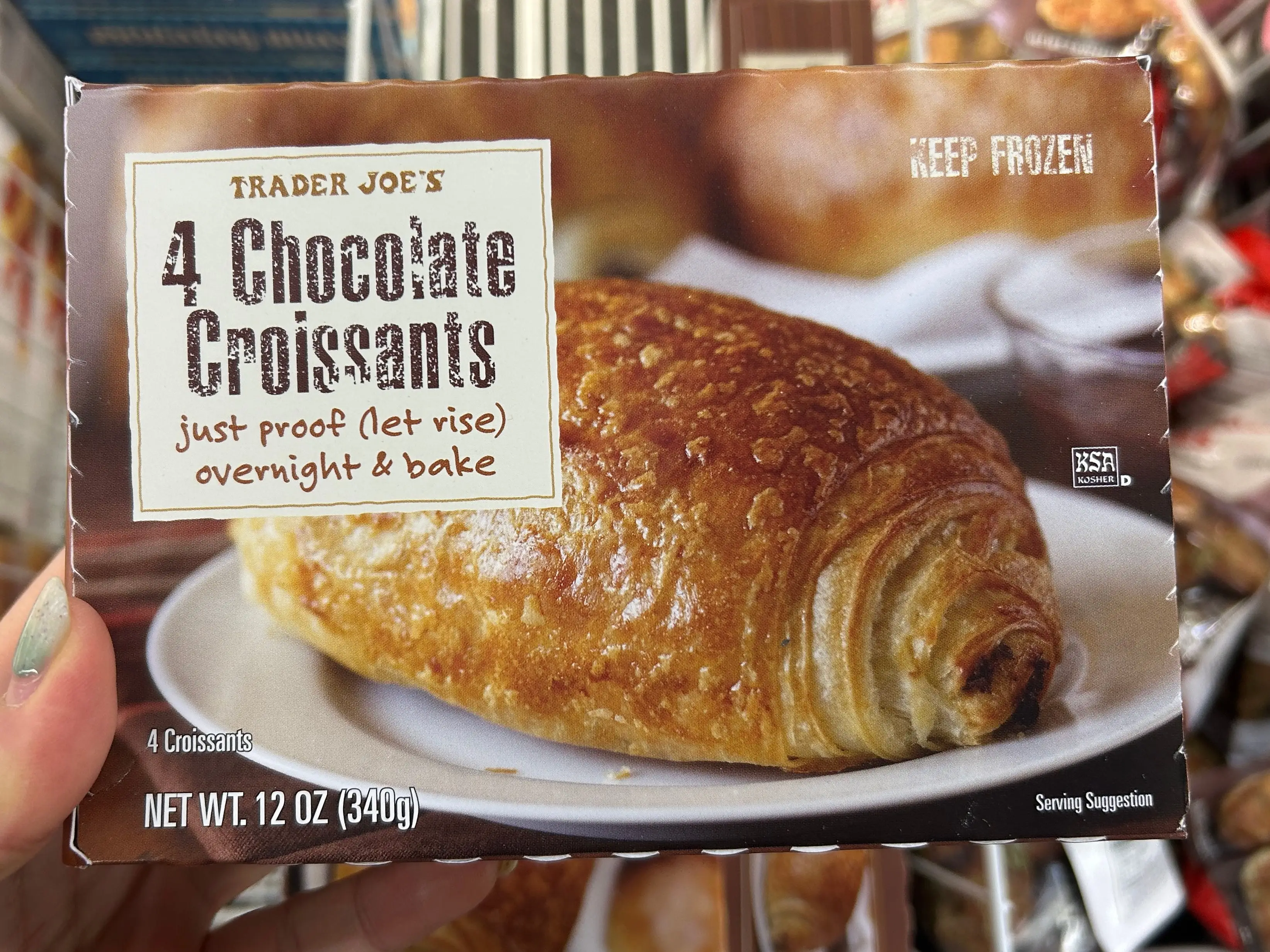 A box of Trader Joe's chocolate croissants.