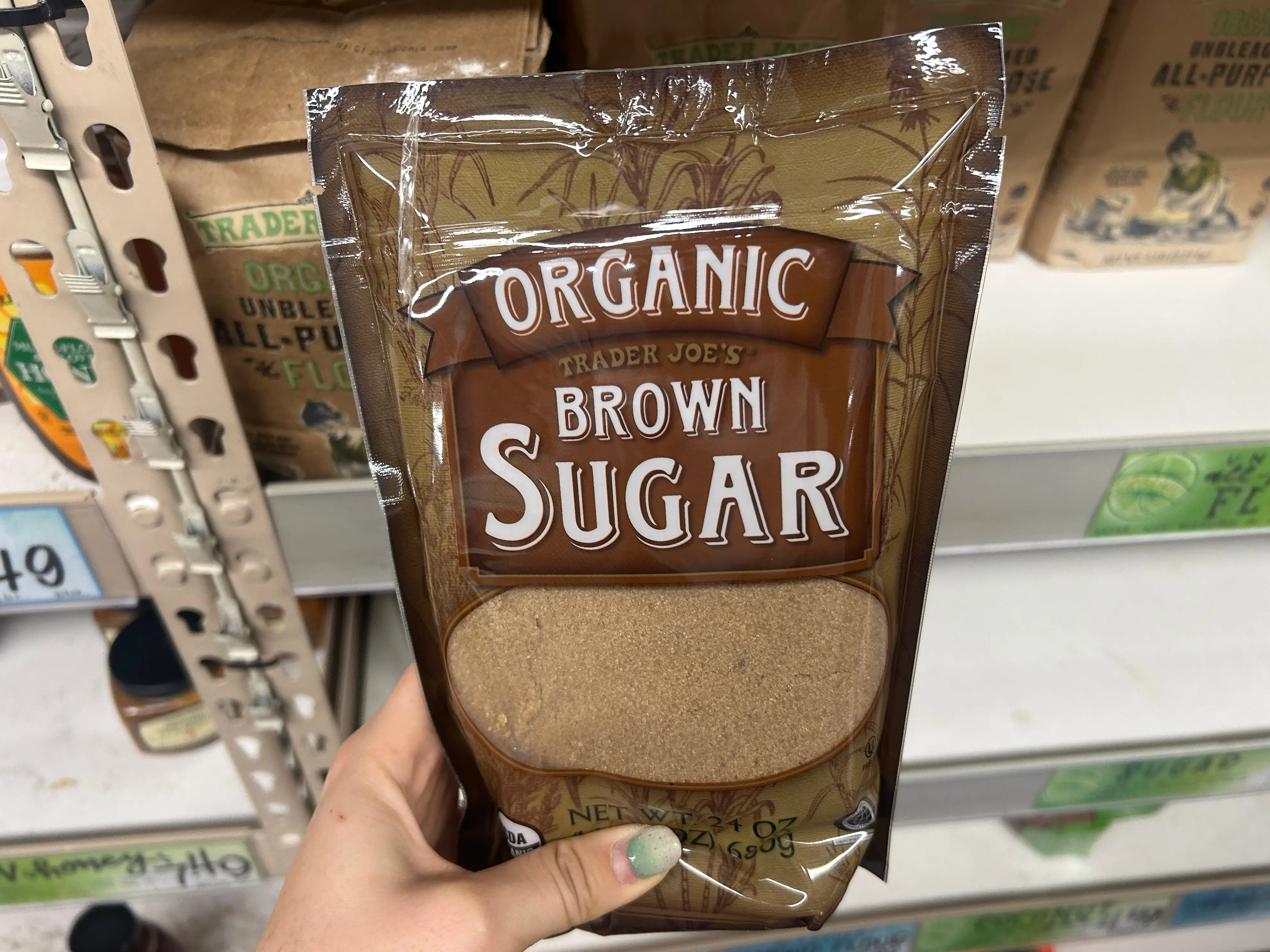 A bag of Trader Joe's organic brown sugar.