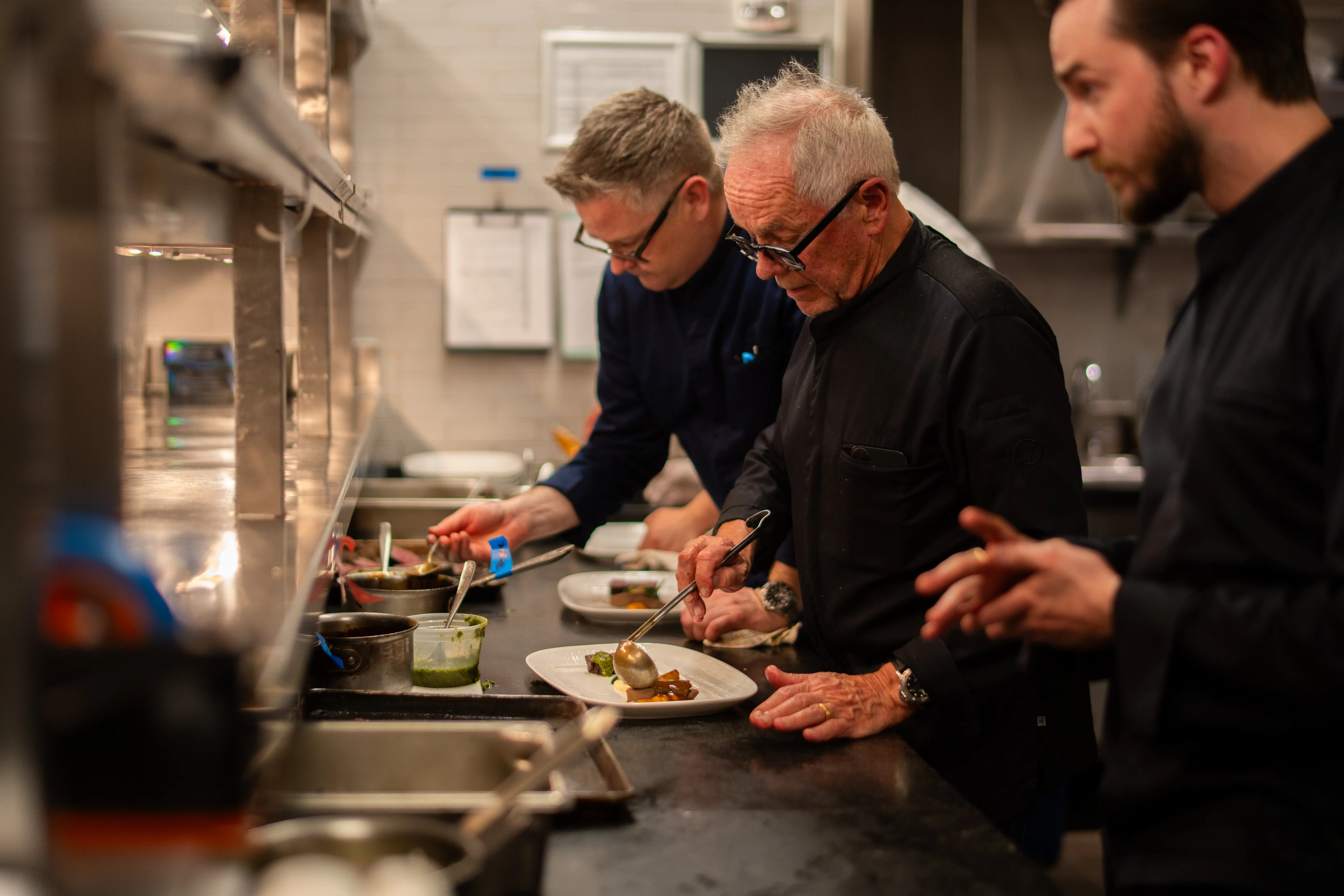 Wolfgang Puck in the kitchen.