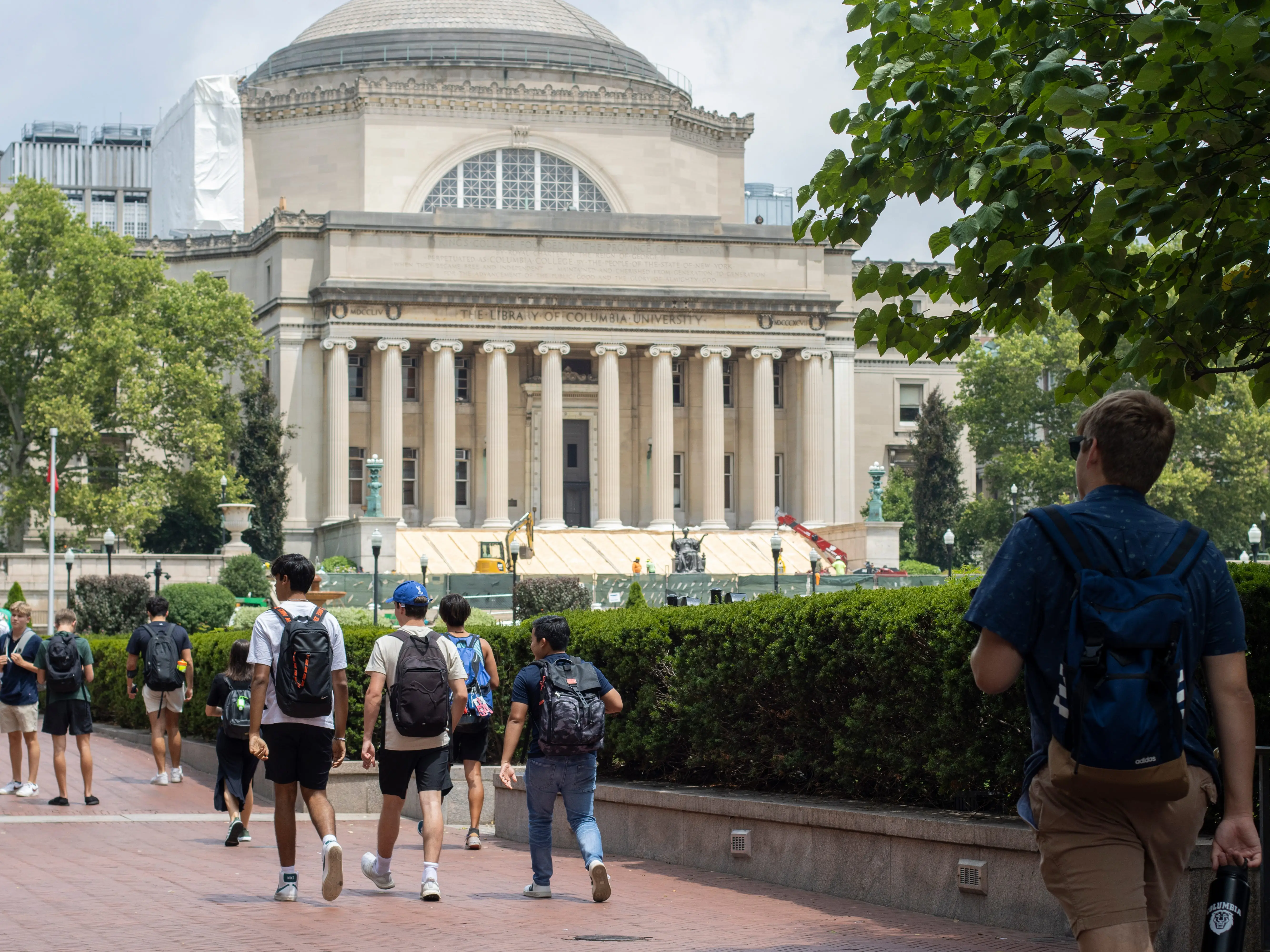 Students on the Columbia University campus in the Morningside Heights neighborhood on the Upper West Side of Manhattan, New York